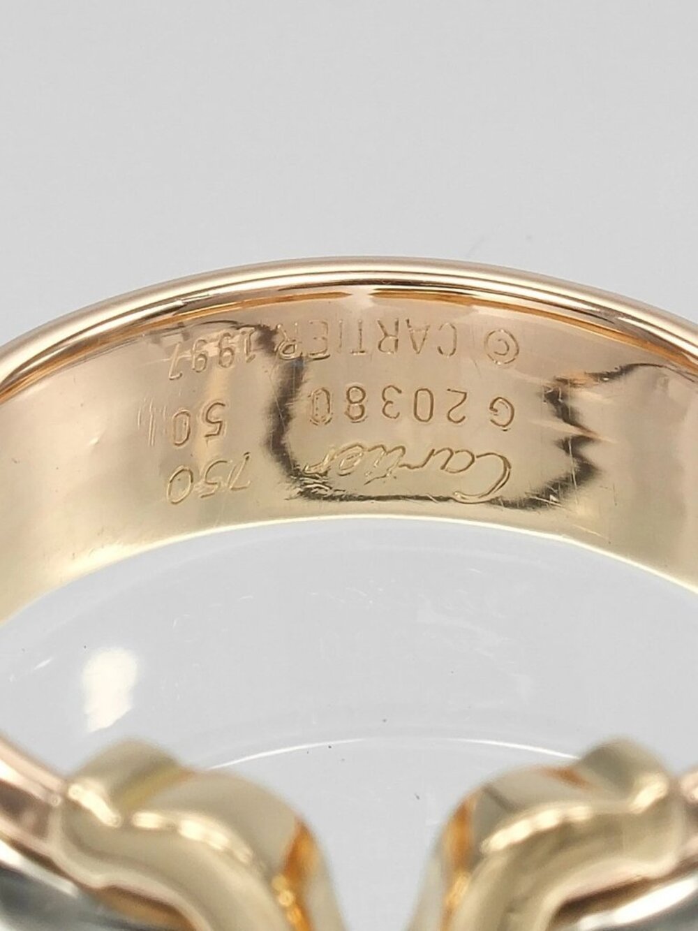 CARTIER 2C three color Ring K18 Gold (YGxPGxWG) #5.1(US Size) 4.83g Women - Picture 4 of 10
